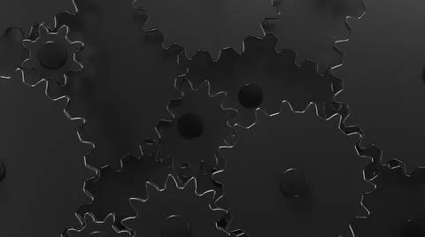 Many interacting gears. Full frame. Mechanical topics Stock Photos