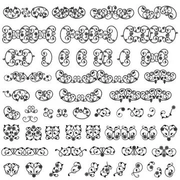 Many isolated floral elements Stock Illustration