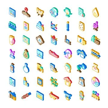 Many isometric abstract objects and activities set Stock Illustration