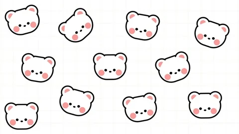 Many Kawaii Bear Faces Scattered Pattern Stock Footage 336838370