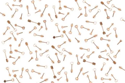Many keys on a white background Stock Photos