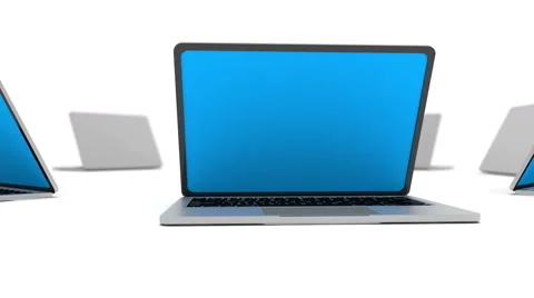 Many laptops in a circle isolated on white. Stock Footage 48051817