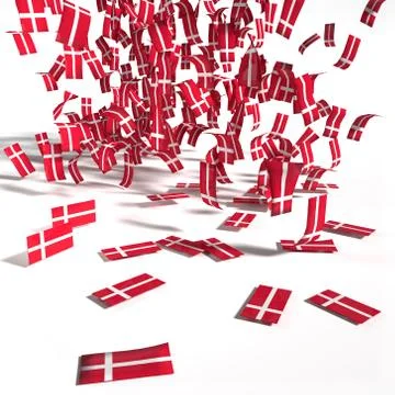 Many leaflets and flags of Denmark and celebration Illustrazione stock