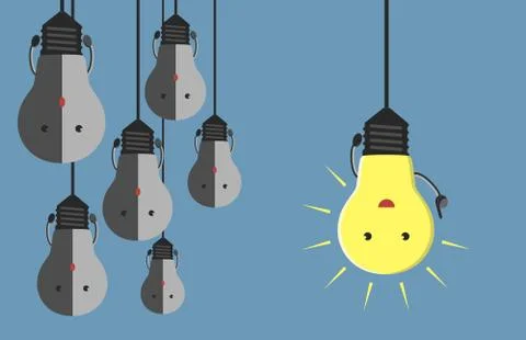 Many light bulb characters Stock Illustration