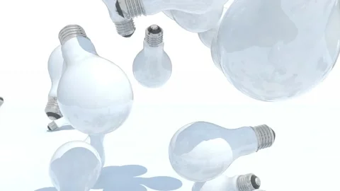 Many light bulb fall on white background, 3d animation Stock Footage 131511466