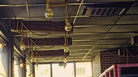 Many lights hanging from the. Stock-Footage 284645387