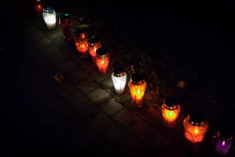 Many lit lanterns Stock Photos