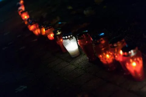 Many lit lanterns Fotos Stock