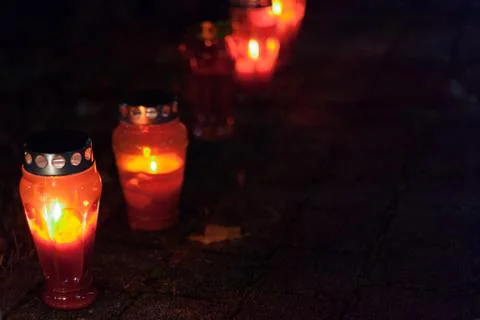 Many lit lanterns Stock Photos