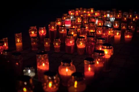 Many lit lanterns Stock Photos