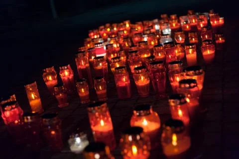 Many lit lanterns Stock Photos