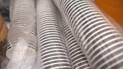 Many lot of paper cups Stock Footage 241093591