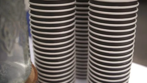 Many lot of paper cups Stock Footage 241093637