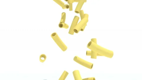 Many macaroni pasta on white background, 3d animation Stock Footage 131511529