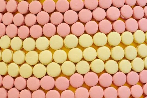 Many macarons arrange, use for web background. Stock Photos