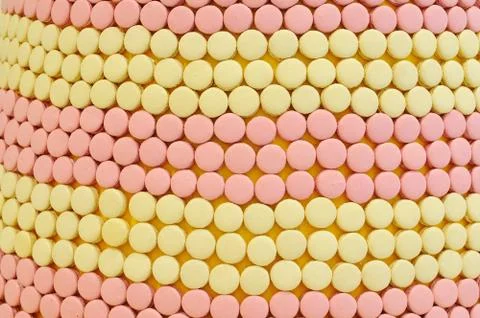 Many macarons arrange, use for web background. Stock Photos