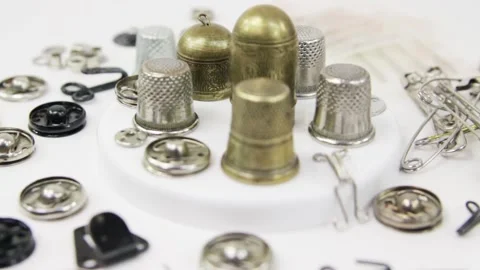 Many metal tools for sewing Stock Footage 154274740
