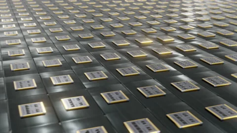 Many microchips are moving on the conveyor. Stock Footage 171514145