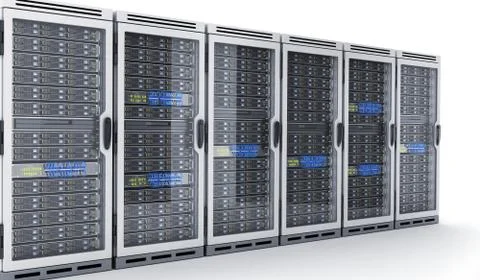 Many modern servers. Large database. 3d illustration Stock-Illustration