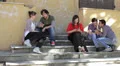 many moods with a cell phone - Group of friends mobile phone, cell phone HD Footage