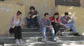 many moods with a cell phone - Group of friends mobile phone, cell phone HD Footage