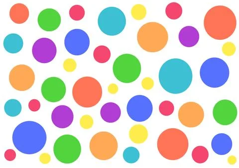 Many multi-colored bright chaotic balls on a white background , colorful polka Stock Illustration