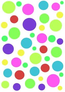 Many multi-colored bright chaotic balls on a white background , colorful polka Stock Illustration