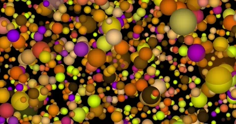 Many multi-colored fluorescent balls fly in 3D Stock Footage 277192118