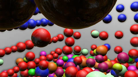 Many multi-colored three-dimensional balls jump on a white background. 3D render Stock Footage 94831897