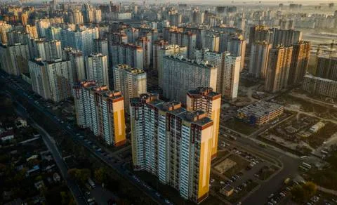 Many multi-storey buildings, solid building to the horizon, Kiev, Osokorki. Fotos de archivo