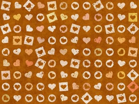 Many multicolored painted hearts background Illustrazione stock