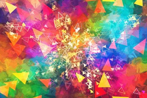 Many multicolored triangles pointer background Illustrazione stock