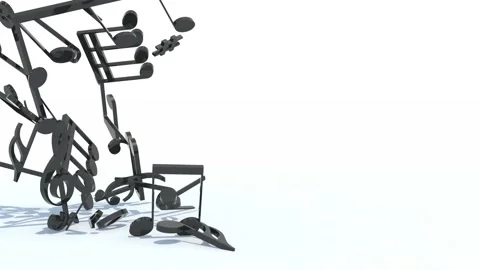 Many musical notes fall on white background, 3d animation Stock Footage 131511578