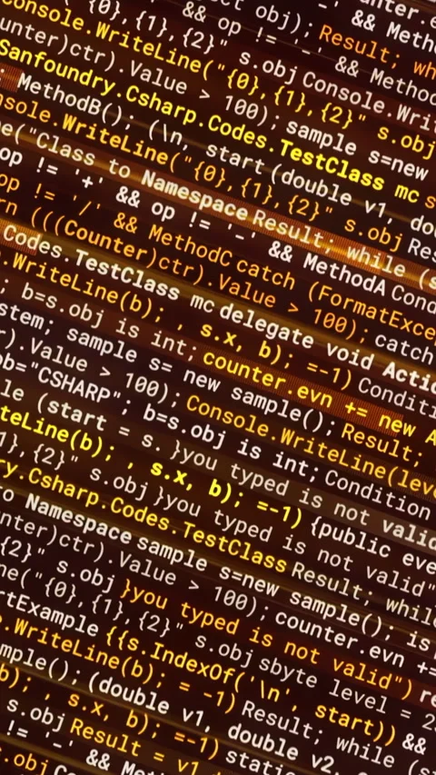 Many narrow lines of abstract program code are written automatically on black Stock Footage 289641408