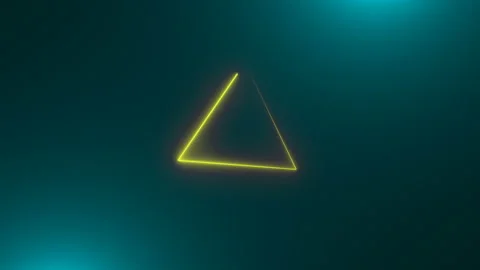 Many neon triangles in space, abstract computer generated backdrop, 3D render Stock Footage 89857930