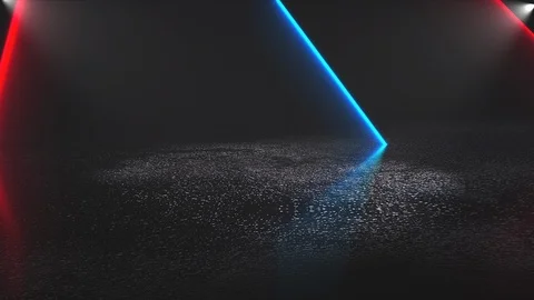 Many neon triangles in space, abstract computer generated backdrop, 3D render Stock Footage 107851290