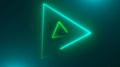 Many neon triangles in space, abstract computer generated backdrop, 3D render Stock Illustration
