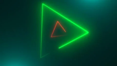 Many neon triangles in space, abstract computer generated backdrop, 3D render Stock Illustration