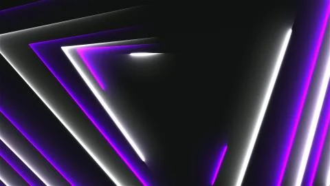 Many neon triangles in space, abstract computer generated backdrop, 3D render Stock Illustration