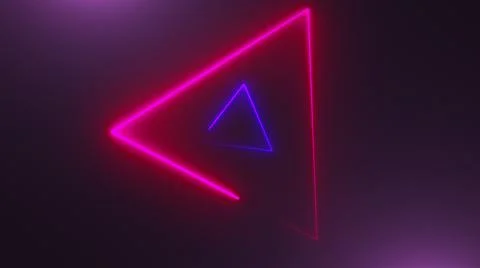 Many neon triangles in space, abstract computer generated backdrop, 3D render 스톡 일러스트