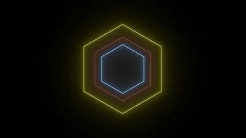 Many neon triangles in space, abstract computer generated backdrop. Stock Illustration