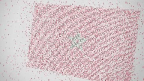 Many numbers compose flag of MOROCCO. Digital technology related 3D rendering Stockillustratie