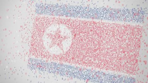 Many numbers compose flag of NORTH KOREA. 3D rendering Illustrazione stock