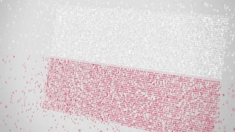 Many numbers compose flag of POLAND. Digital technology related 3D rendering Stockillustratie