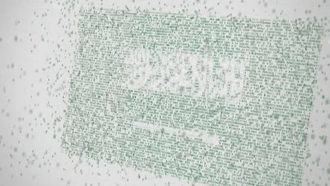 Many numbers compose flag of SAUDI ARABIA. 3D rendering Stockillustratie