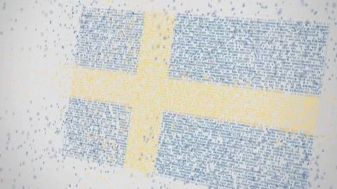 Many numbers compose flag of SWEDEN. 3D rendering Stockillustratie