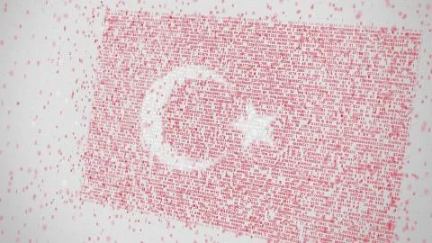 Many numbers compose flag of TURKEY. Digital economy conceptual 3D rendering Stockillustratie