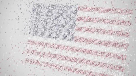Many numbers compose flag of the USA. Digital technology related 3D rendering Stock Illustration