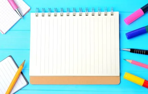 Many office supply on table Stock Photos