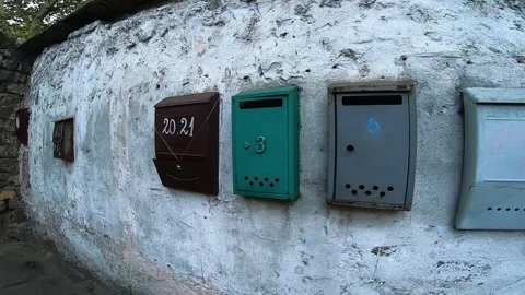 Many old mail boxes on the ancient house in the street of Odessa, Ukraine Stock Footage 202125142